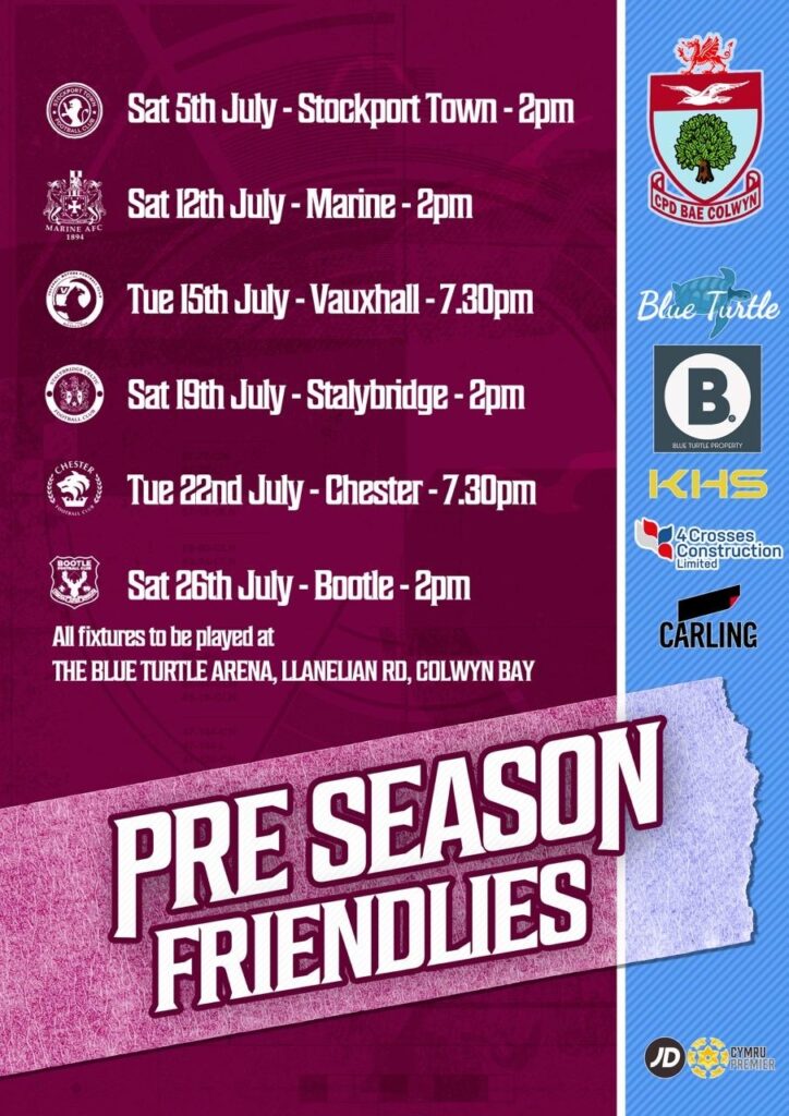 First Team Pre Season Fixtures confirmed 2 Preseason222